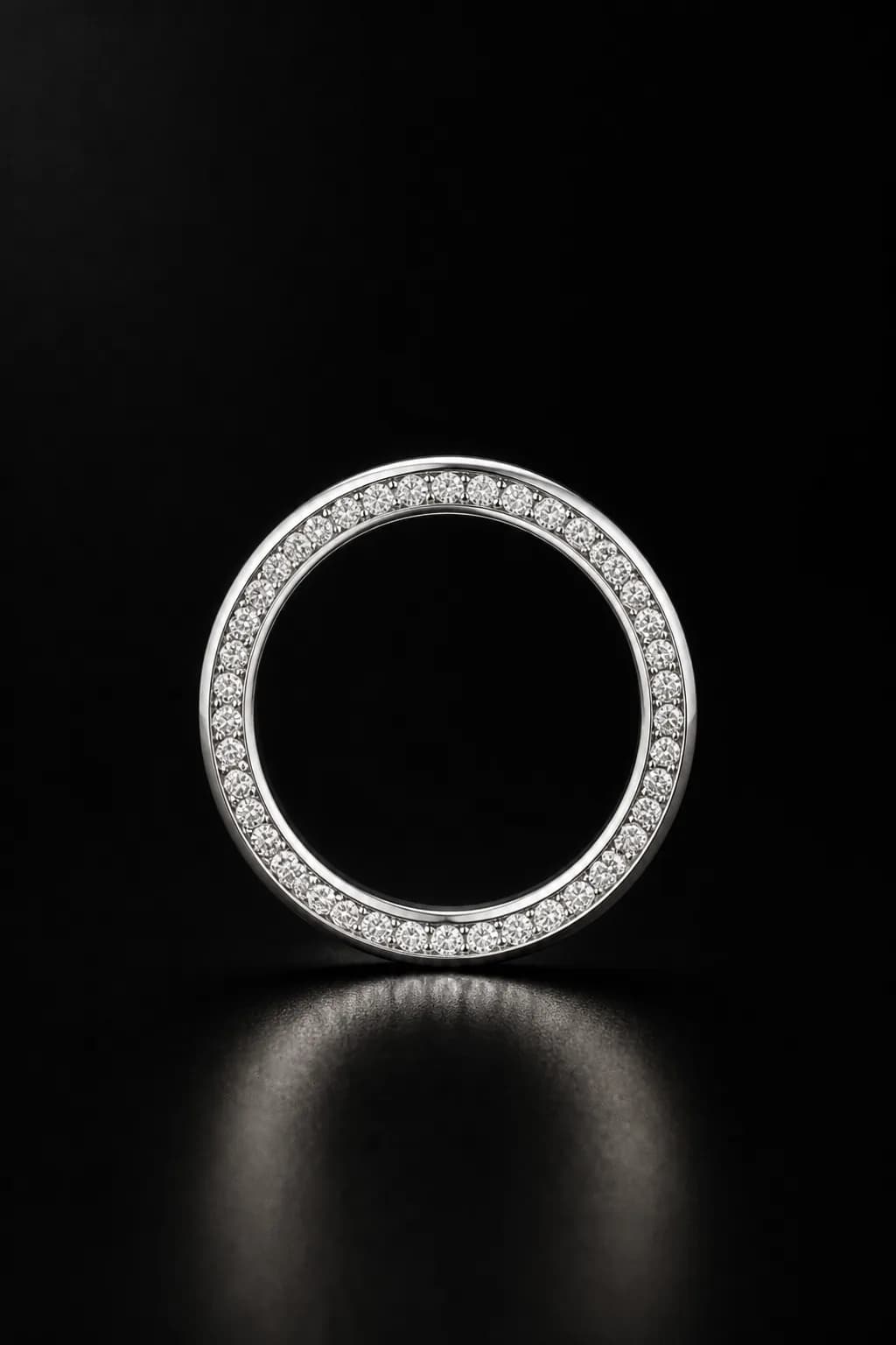 Astra full-eternity laboratory-grown diamond band in platinum, centered front demonstration view