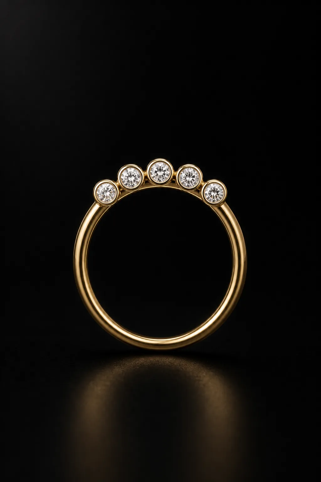 Corda five-stone laboratory-grown diamond band in 18k yellow gold, centered front demonstration view