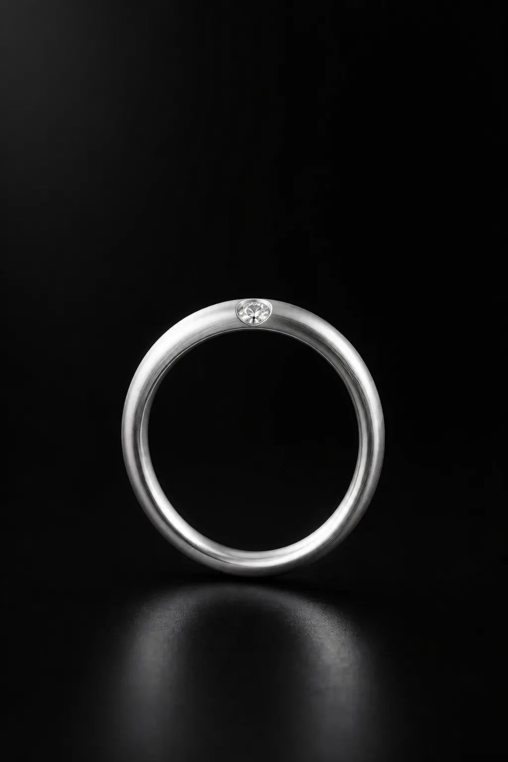 Nara comfort-fit laboratory-grown diamond band in 18k white gold, centered front demonstration view