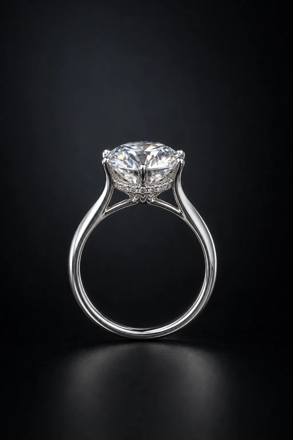 Oriel round laboratory-grown diamond ring in 18k white gold, centered front demonstration view