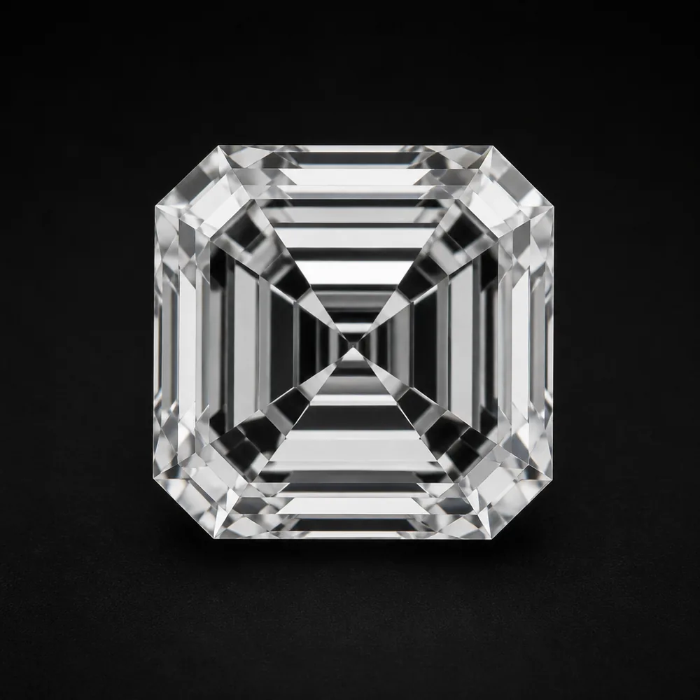0.80ct asscher laboratory-grown diamond, viewed from above