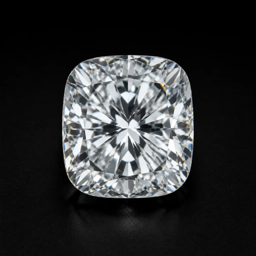0.85ct cushion laboratory-grown diamond, viewed from above