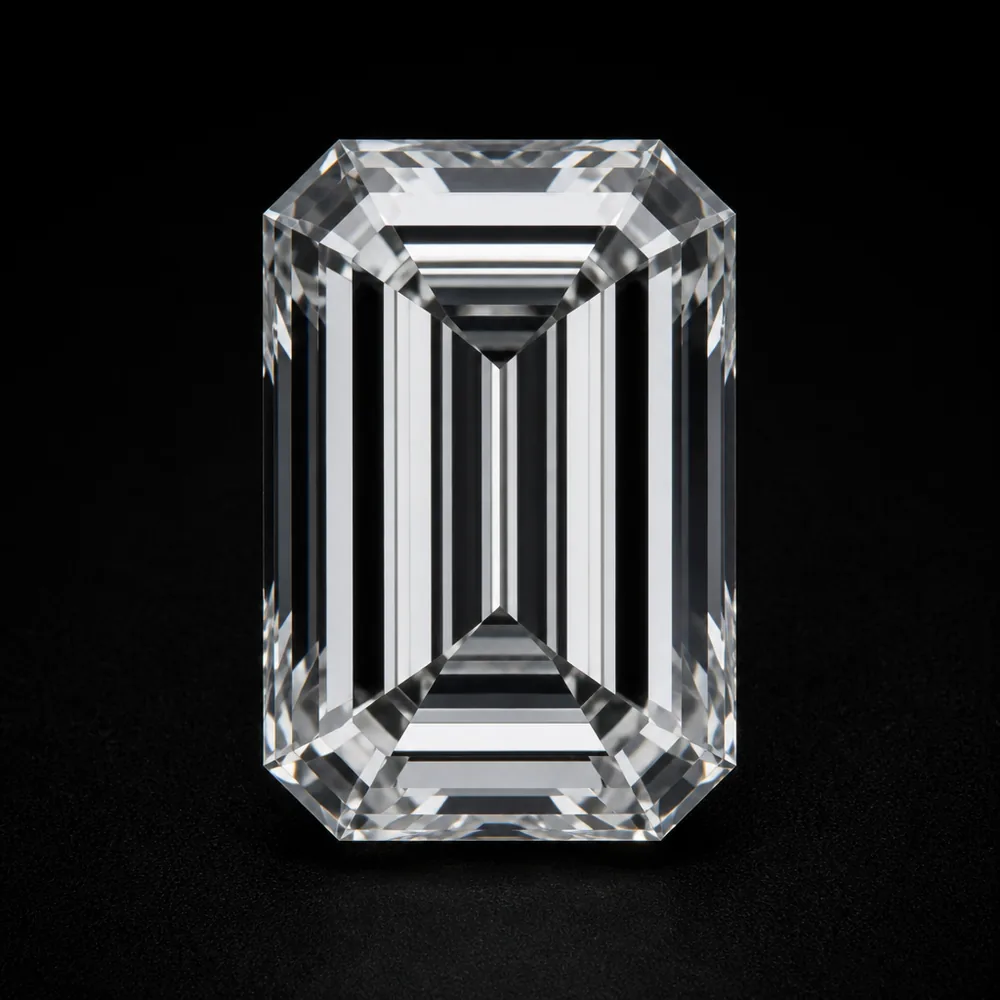 0.90ct emerald laboratory-grown diamond, viewed from above